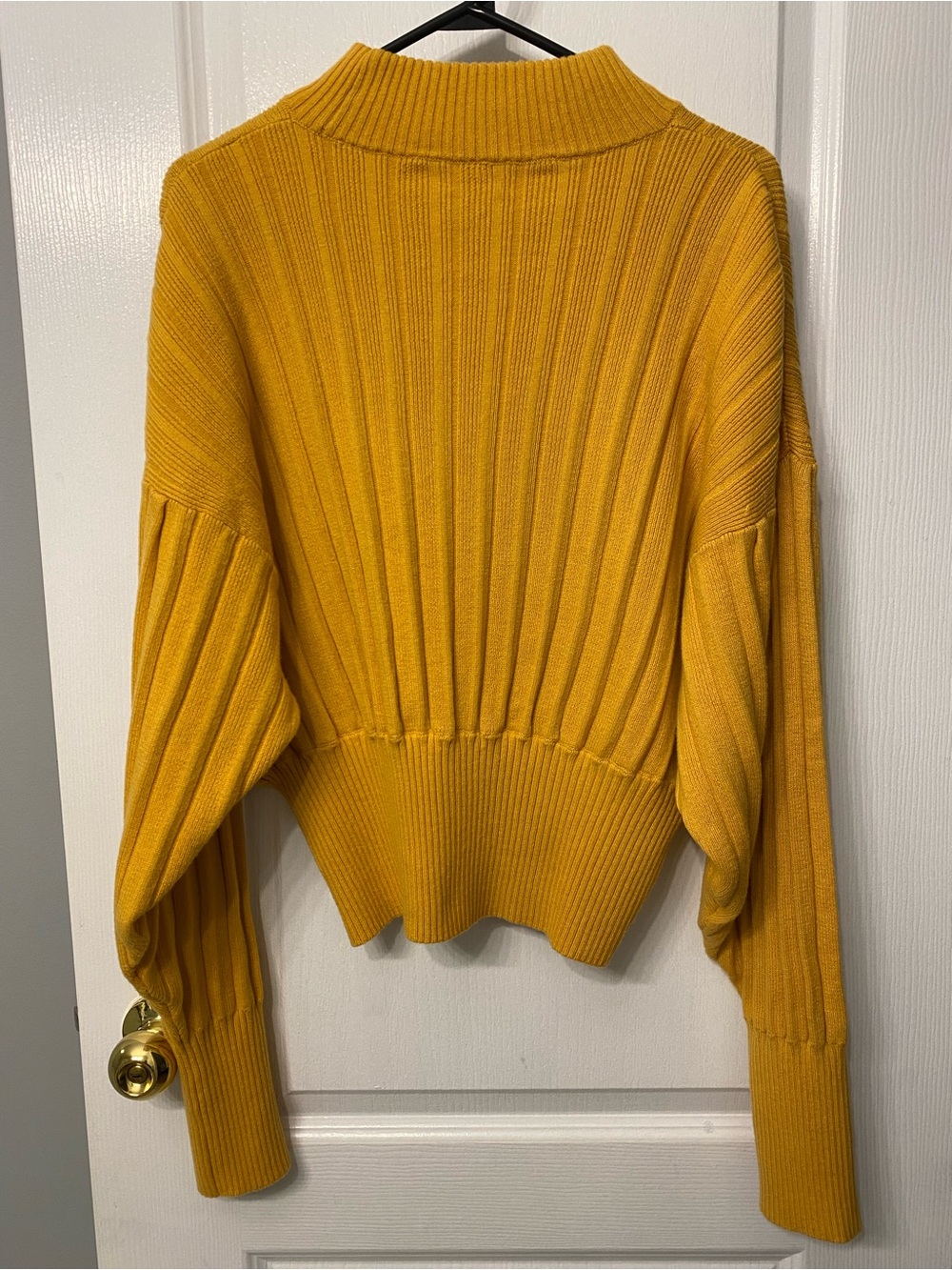 Aritzia Wilfred Icalma Sweater Marino Wool Cotton Mustard Yellow Ribbed Size M - Picture 8 of 11